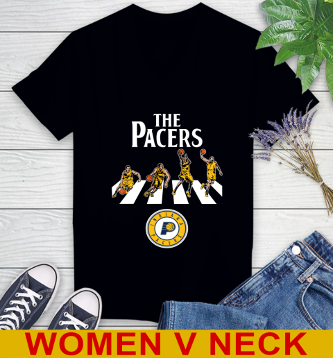 NBA Basketball Indiana Pacers The Beatles Rock Band Shirt Women's V-Neck T-Shirt