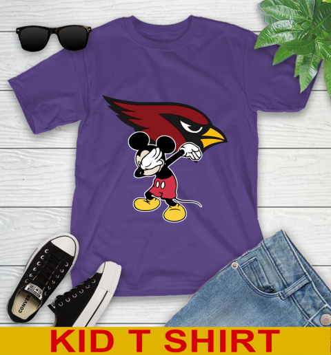 Arizona Cardinals NFL Football Dabbing Mickey Disney Sports Youth T-Shirt 4