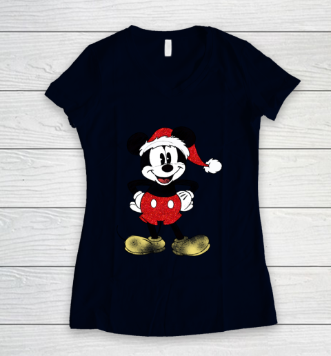 Disney Christmas Mickey Mouse Women s V Neck T Shirt