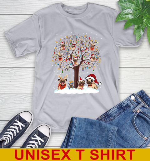 Pug dog pet lover light christmas tree shirt 5