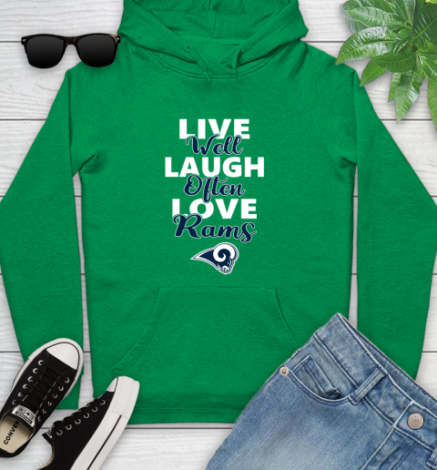 NFL Football Los Angeles Rams Live Well Laugh Often Love Shirt Youth Hoodie 7