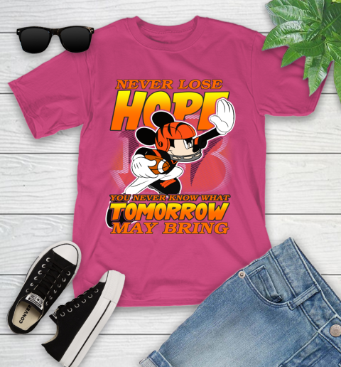 Cincinnati Bengals NFL Football Mickey Disney Never Lose Hope Youth T-Shirt 11