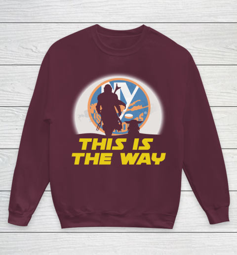 New York Islanders NHL Ice Hockey Star Wars Yoda And Mandalorian This Is The Way Youth Sweatshirt 4