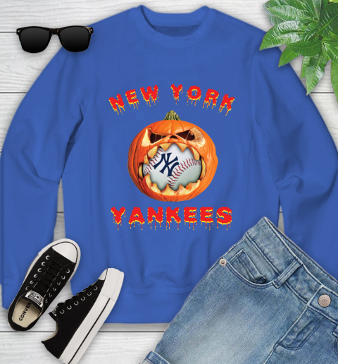 MLB New York Yankees Halloween Pumpkin Baseball Sports Youth Sweatshirt Tee For Sports