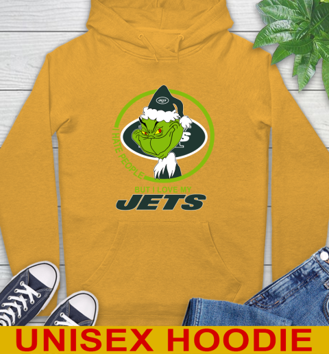 New York Jets NFL Christmas Grinch I Hate People But I Love My Favorite Football Team Hoodie 3