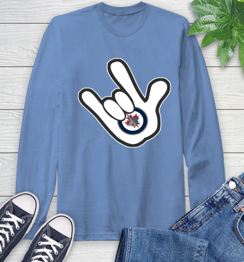 Winnipeg Jets NHL Hockey Mickey Rock Hand Disney Long Sleeve T-Shirt 11