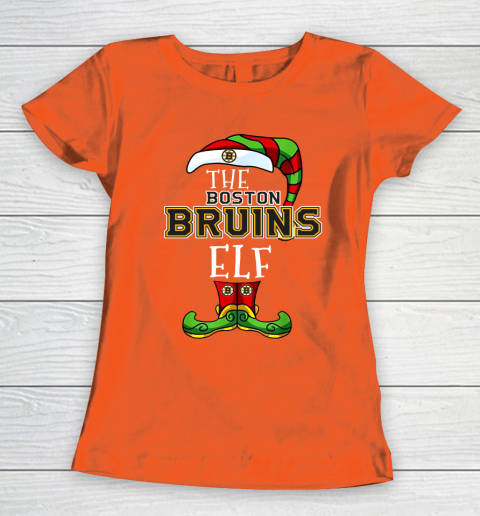 Boston Bruins Christmas ELF Funny NHL Women's T-Shirt 3