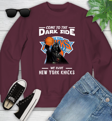 NBA Come To The Dark Side We Have New York Knicks Star Wars Darth Vader Basketball Youth Sweatshirt 4