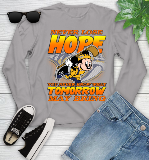 Nashville Predators NHL Hockey ootball Mickey Disney Never Lose Hope Youth Long Sleeve 5