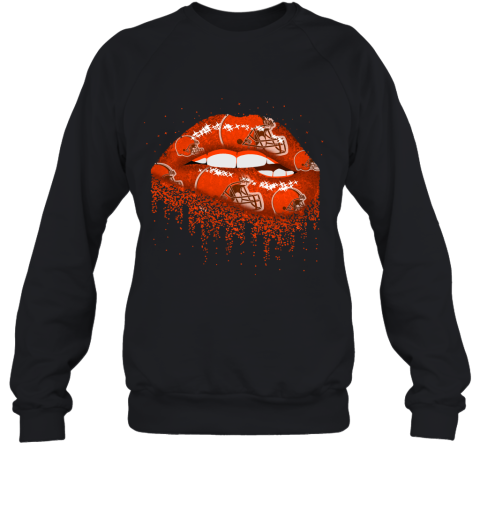 Biting Glossy Lips Sexy Cleveland Browns NFL Football Sweatshirt