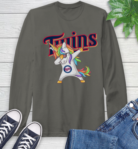 Minnesota Twins MLB Baseball Funny Unicorn Dabbing Sports Long Sleeve T-Shirt 8