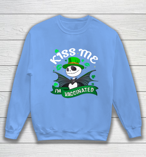 Kiss Me I'm Vaccinated Patrick's Day Jack Skellington Sweatshirt 8
