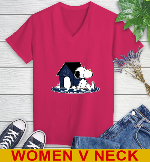 MLB Baseball New York Yankees Snoopy The Peanuts Movie Shirt Women's V-Neck T-Shirt 10