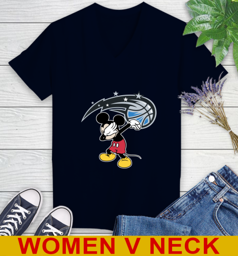 Orlando Magic NBA Basketball Dabbing Mickey Disney Sports Women's V-Neck T-Shirt 3