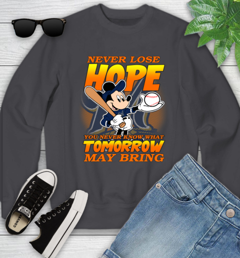 Milwaukee Brewers MLB Baseball Mickey Disney Never Lose Hope Youth Sweatshirt 5