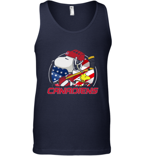 dqm8 montreal canadienssnoopy and woodstock nhl unisex tank 17 front navy