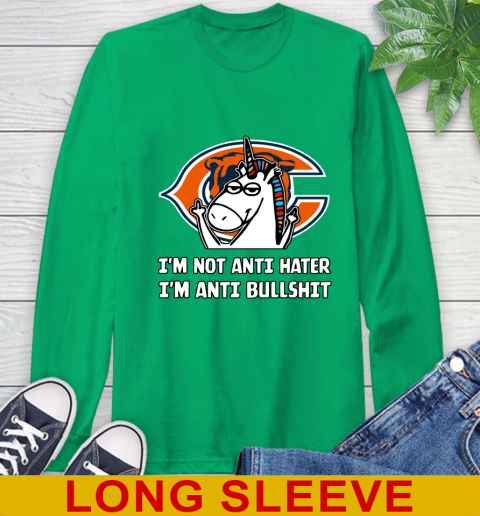 Chicago Bears NFL Football Unicorn I'm Not Anti Hater I'm Anti Bullshit Long Sleeve T-Shirt 7
