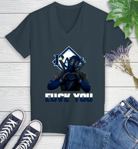 MLB Tampa Bay Rays Deadpool Love You Fuck You Baseball Sports Women's V-Neck T-Shirt 8