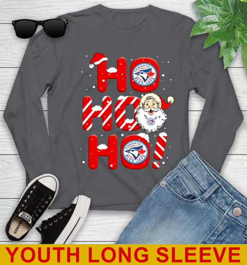 Toronto Blue Jays MLB Baseball Ho Ho Ho Santa Claus Merry Christmas Shirt Youth Long Sleeve 9