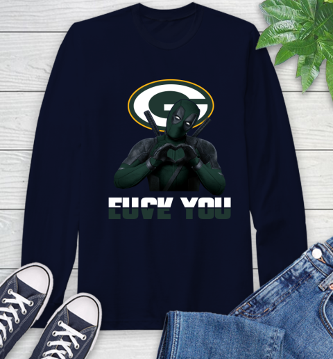 NHL Green Bay Packers Deadpool Love You Fuck You Football Sports Long Sleeve T-Shirt 3