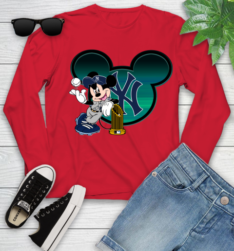 MLB New York Yankees The Commissioner's Trophy Mickey Mouse Disney Youth Long Sleeve 11