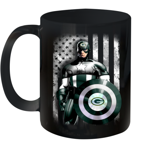 Green Bay Packers NFL Football Captain America Marvel Avengers American Flag Shirt Ceramic Mug 11oz