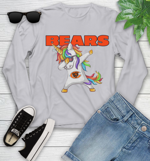 Chicago Bears NFL Football Funny Unicorn Dabbing Sports Youth Long Sleeve 5