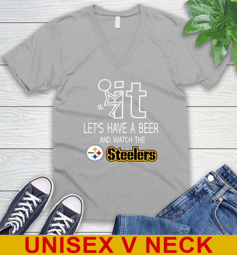 Pittsburgh Steelers Football NFL Let's Have A Beer And Watch Your Team Sports V-Neck T-Shirt 3