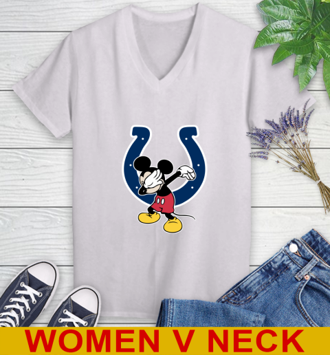 Indianapolis Colts NFL Football Dabbing Mickey Disney Sports Women's V-Neck T-Shirt
