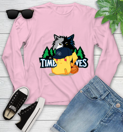 NBA Pikachu Basketball Sports Minnesota Timberwolves Youth Long Sleeve 10