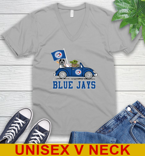 MLB Baseball Toronto Blue Jays Darth Vader Baby Yoda Driving Star Wars Shirt V-Neck T-Shirt 4