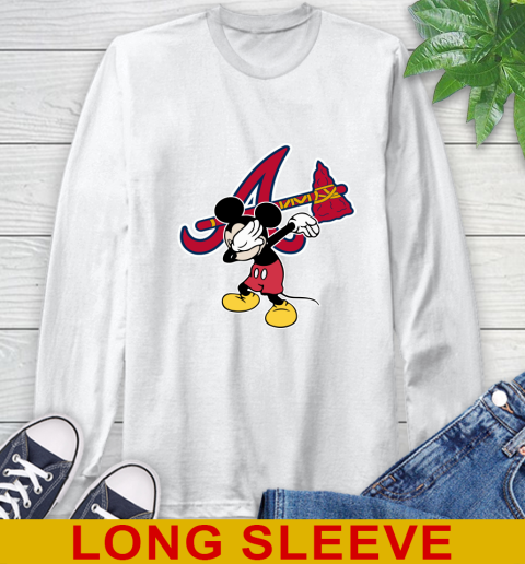 Atlanta Braves MLB Baseball Dabbing Mickey Disney Sports Long Sleeve T-Shirt
