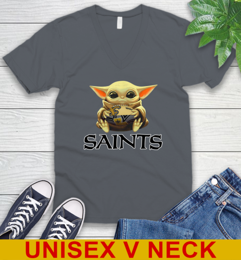 NFL Football New Orleans Saints Baby Yoda Star Wars Shirt V-Neck T-Shirt 6 NFL Football New Orleans Saints Baby Yoda Star Wars Shirt V-Neck T-Shirt - Image 6