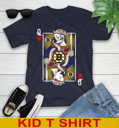 NHL Hockey Boston Bruins The Queen Of Hearts Card Shirt Youth T-Shirt 2