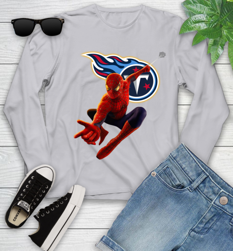 NFL Spider Man Avengers Endgame Football Tennessee Titans Youth Long Sleeve 5
