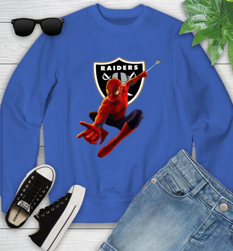NFL Spider Man Avengers Endgame Football Oakland Raiders Youth Sweatshirt 8