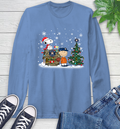 MLB Houston Astros Snoopy Charlie Brown Christmas Baseball Commissioner's Trophy Long Sleeve T-Shirt 12