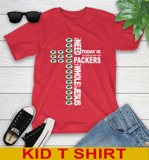 NFL All I Need Today Is A Little Bit Of Green Bay Packers Cross Shirt Youth T-Shirt 11