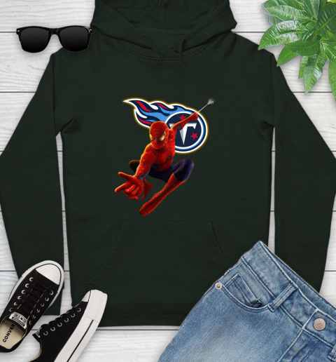 NFL Spider Man Avengers Endgame Football Tennessee Titans Youth Hoodie 13