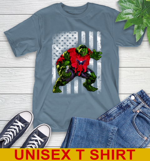 Washington Capitals Hulk Marvel Avengers NHL Hockey American Flag T-Shirt 8