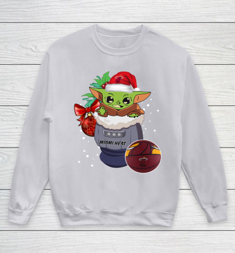 Miami Heat Christmas Baby Yoda Star Wars Funny Happy NBA Youth Sweatshirt 4