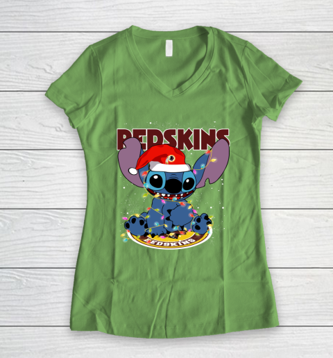 Washington Redskins NFL Football noel stitch Christmas Women's V-Neck T-Shirt 5