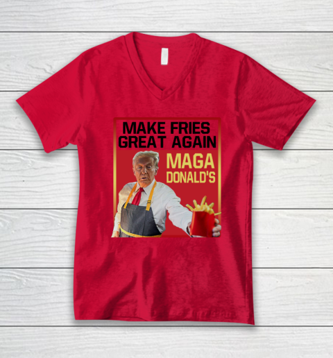 MAGAdonald's Make French Fries Great Again Donald Trump V-Neck T-Shirt 3