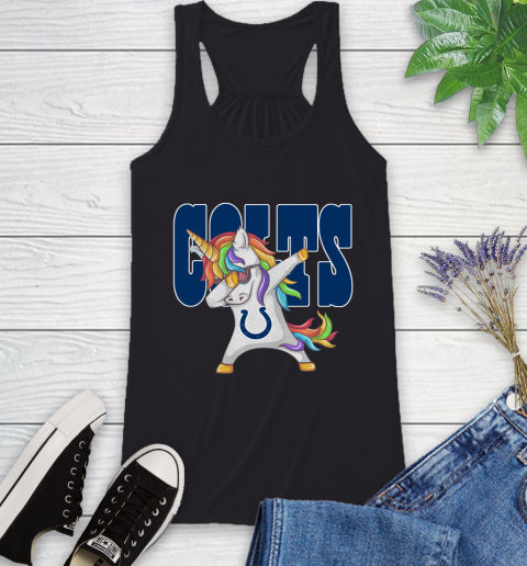 Indianapolis Colts NFL Football Funny Unicorn Dabbing Sports Racerback Tank 2