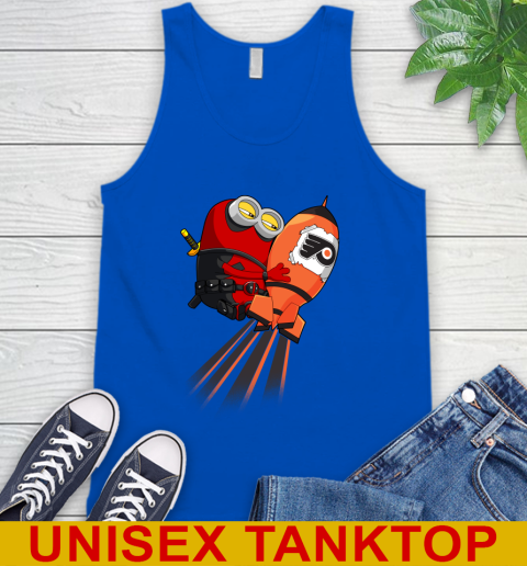NHL Hockey Philadelphia Flyers Deadpool Minion Marvel Shirt Tank Top 4