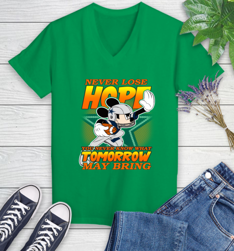 Dallas Cowboys NFL Football Mickey Disney Never Lose Hope Women's V-Neck T-Shirt 5