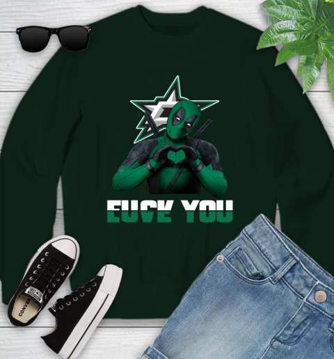 NHL Dallas Stars Deadpool Love You Fuck You Hockey Sports Youth Sweatshirt 9
