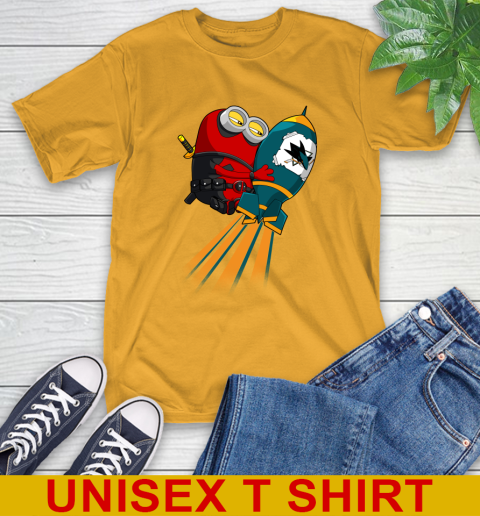 NHL Hockey San Jose Sharks Deadpool Minion Marvel Shirt T-Shirt 2
