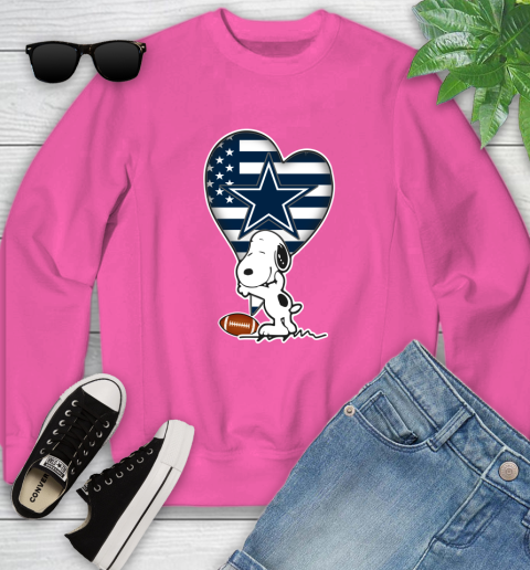 Dallas Cowboys NFL Football The Peanuts Movie Adorable Snoopy Youth Sweatshirt 7