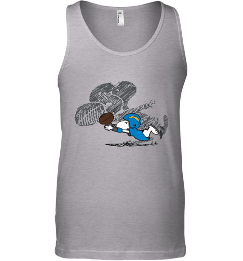 lszl los angeles chargers snoopy plays the football game unisex tank 17 front sport grey